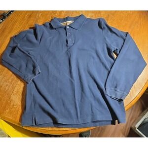 Austin Clothing Co Blue Ribbed Polo Shirt Long Sleeve Collar Men's Size Large